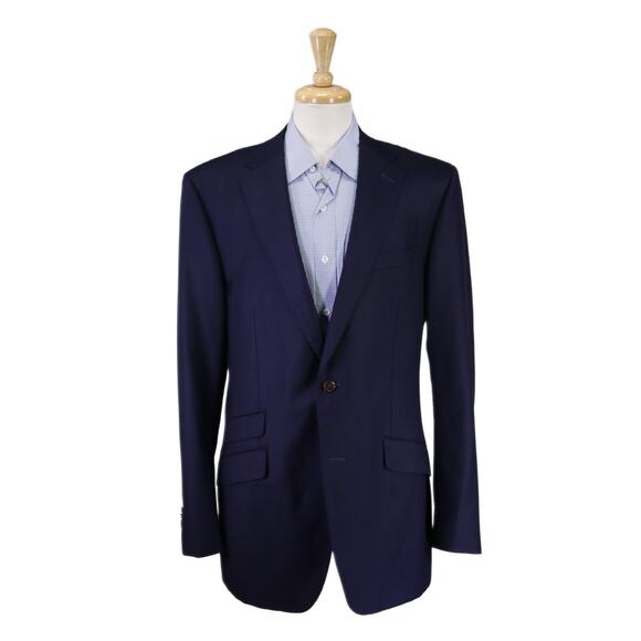 Sartoria Ambrosiana Su Misura Navy Blue Wool Fleece Blazer Jacket 42L - Picture 1 of 11